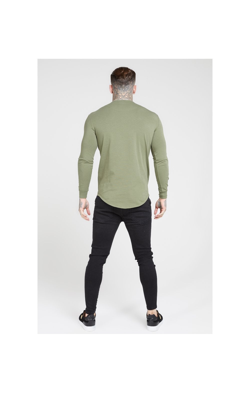 Khaki Essential Long Sleeve Muscle Fit T-Shirt (4)