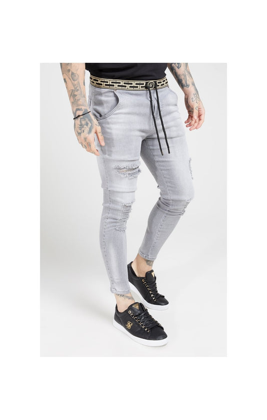 Zerrissene Jeans - Shorts Schmaler Gürtel Elastic SikSilk - Grau