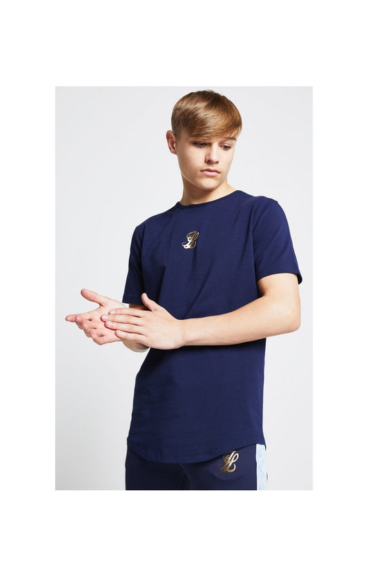 Illusive London T-Shirt Schulterfrei Marmor - Marineblau und Marmor