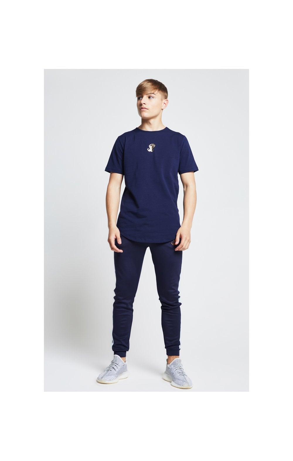 Illusive London T-Shirt Schulterfrei Marmor - Marineblau und Marmor (3)
