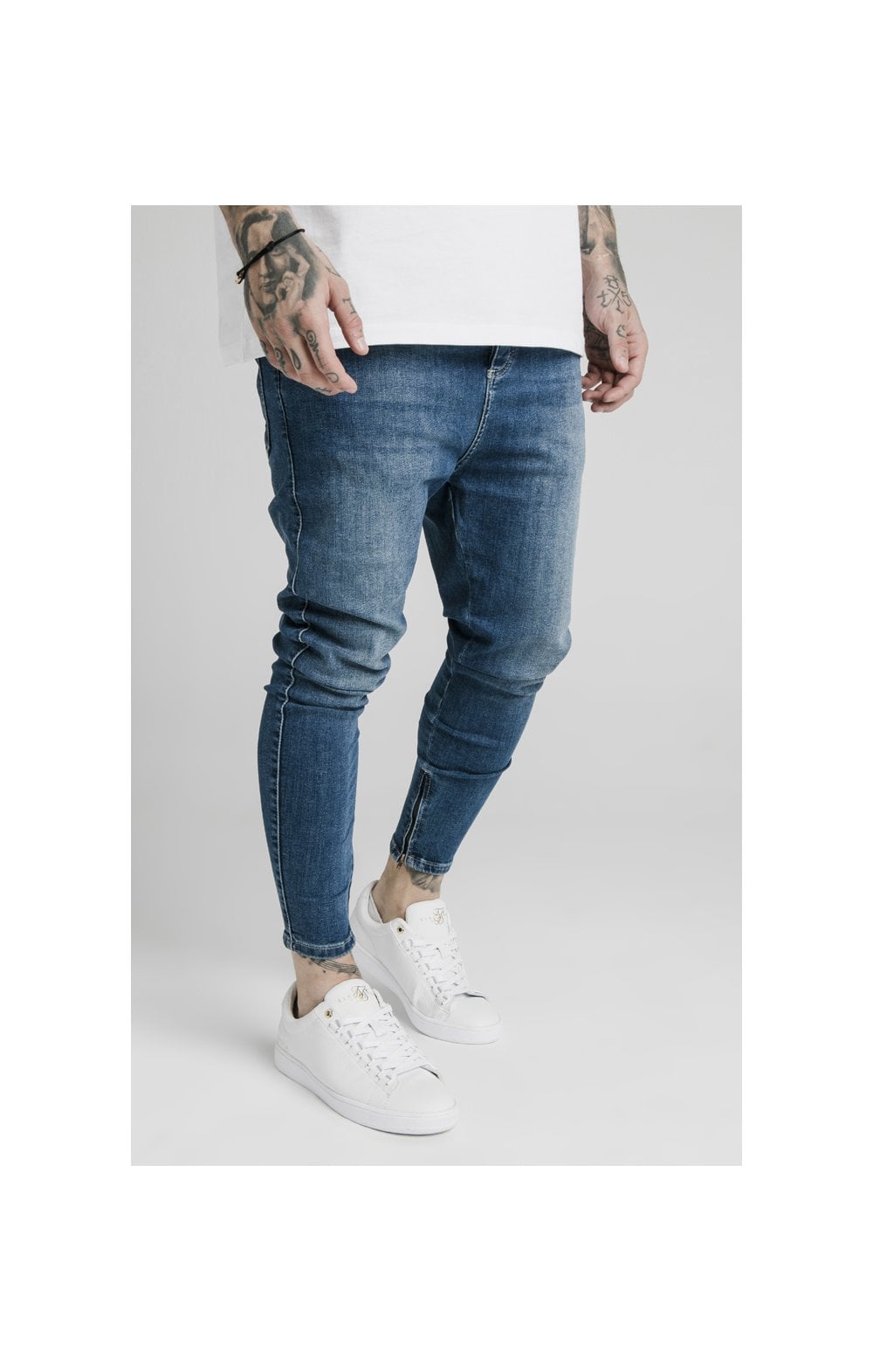 SikSilk Jeans mit Tiefer Taille - Blau Stein (1)