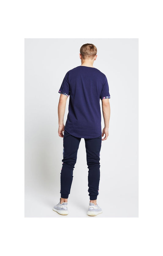 Illusive London T-Shirt Kontrast Saum - Marineblau und Neon Rosa Camouflage