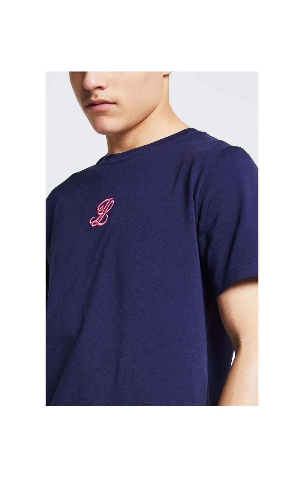 Illusive London T-Shirt Schulterfrei - Marineblau und Neon Rosa Camouflage (1)
