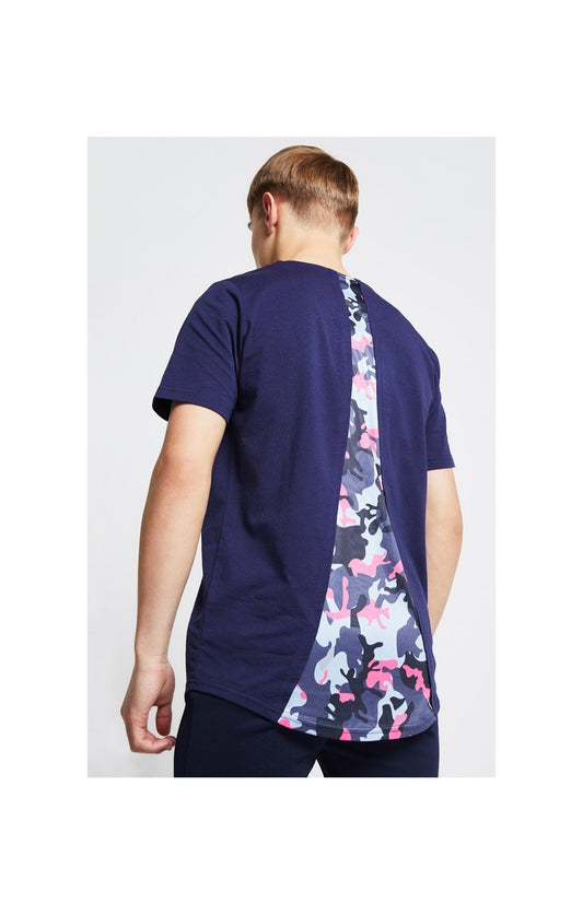 Illusive London T-Shirt Schulterfrei - Marineblau und Neon Rosa Camouflage