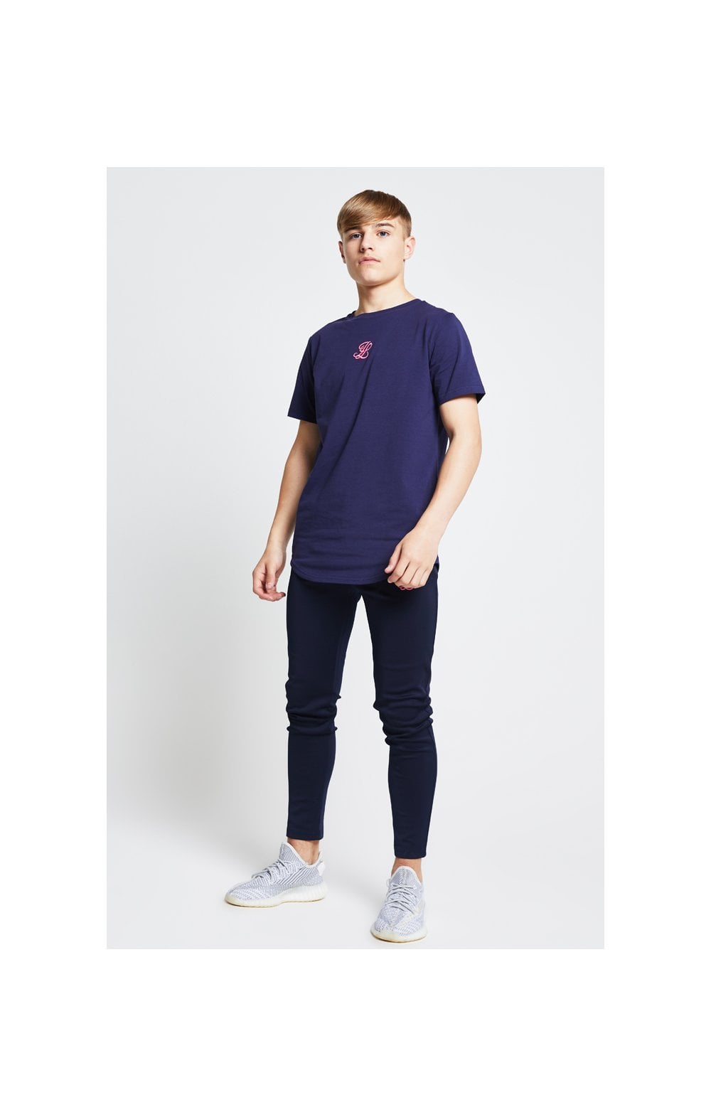 Illusive London T-Shirt Schulterfrei - Marineblau und Neon Rosa Camouflage (3)
