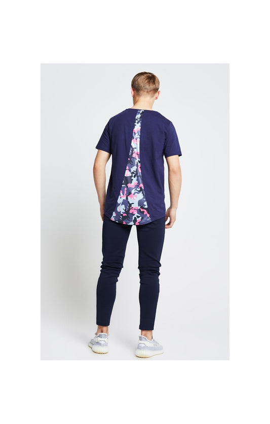 Illusive London T-Shirt Schulterfrei - Marineblau und Neon Rosa Camouflage