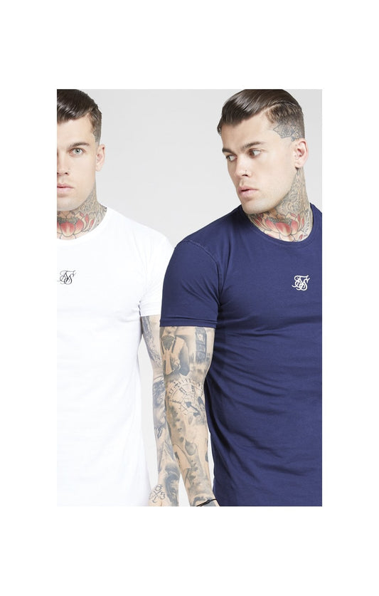 SikSilk Hemd Comfort - Weiß und Marineblau (2Er - Set) - 1 T-Shirt Weiß und 1 T-Shirt Marineblau