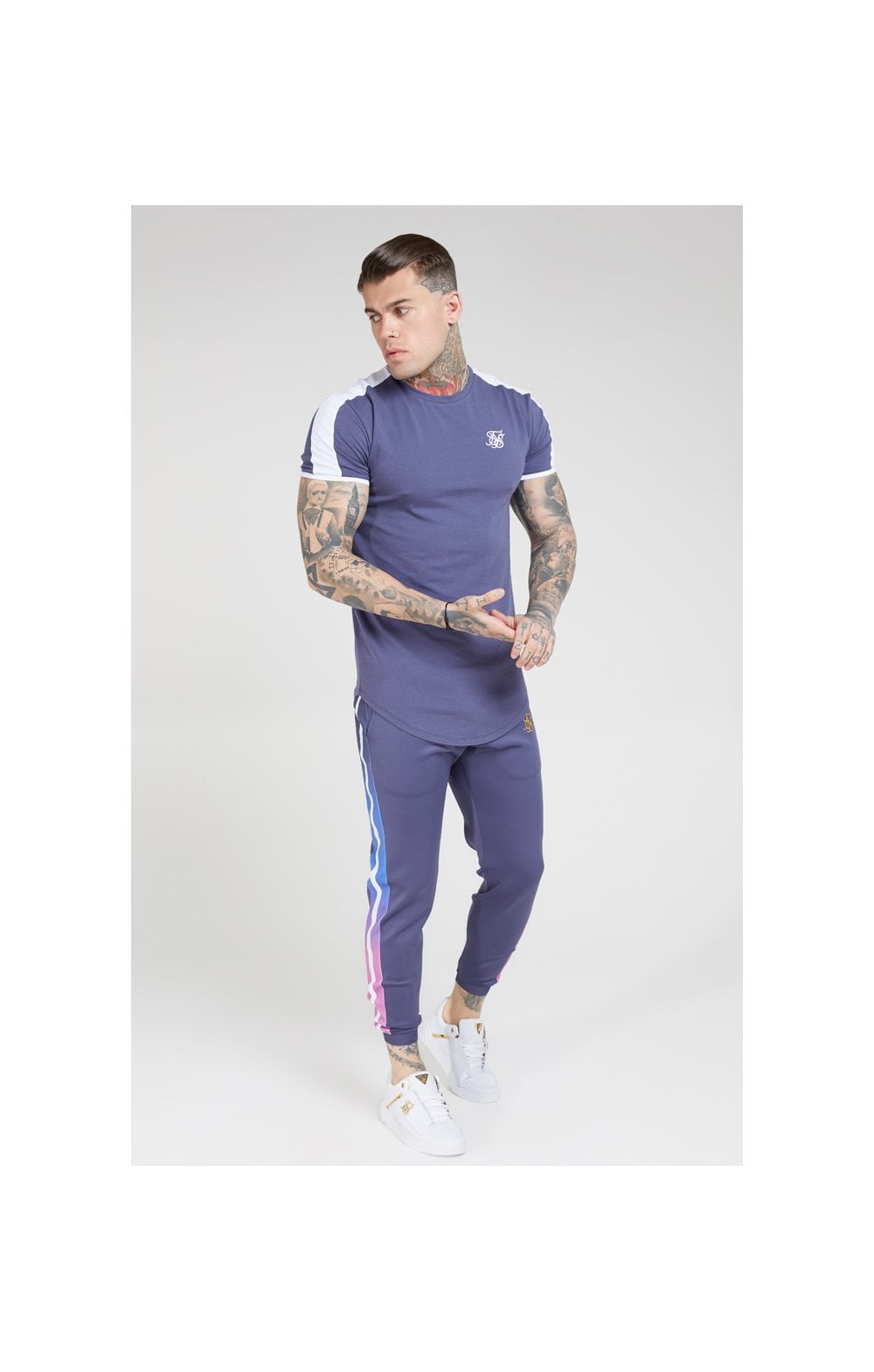 SikSilk Fitted Fade Cuffed Pants – Tri-Neon Fade (4)