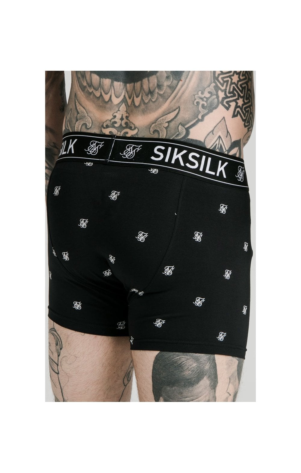 SikSilk Logo Taped Boxer Shorts (2 Pack) - White &amp; Black Pack of 2 Boxers - 1 White pair and 1 Black pair (3)
