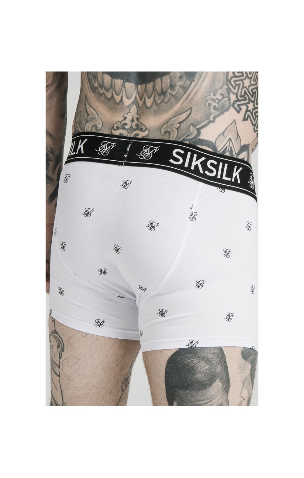 SikSilk Logo Taped Boxer Shorts (2 Pack) - White &amp; Black Pack of 2 Boxers - 1 White pair and 1 Black pair (4)