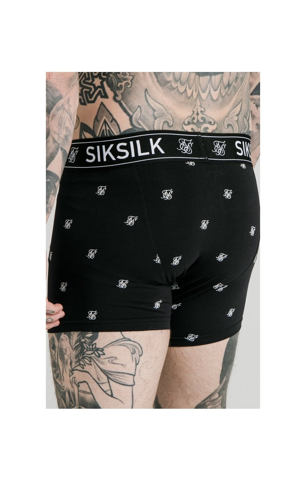 SikSilk Logo Taped Boxer Shorts (2 Pack) - White &amp; Black Pack of 2 Boxers - 1 White pair and 1 Black pair (5)