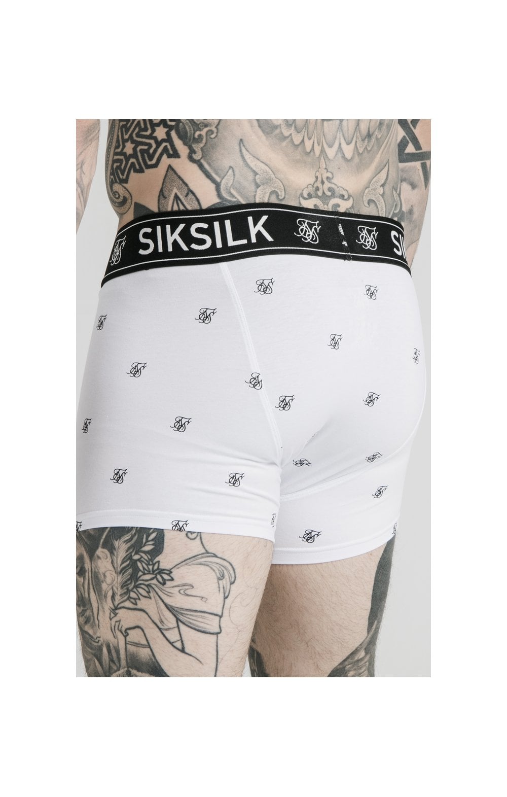 SikSilk Logo Taped Boxer Shorts (2 Pack) - White &amp; Black Pack of 2 Boxers - 1 White pair and 1 Black pair (6)