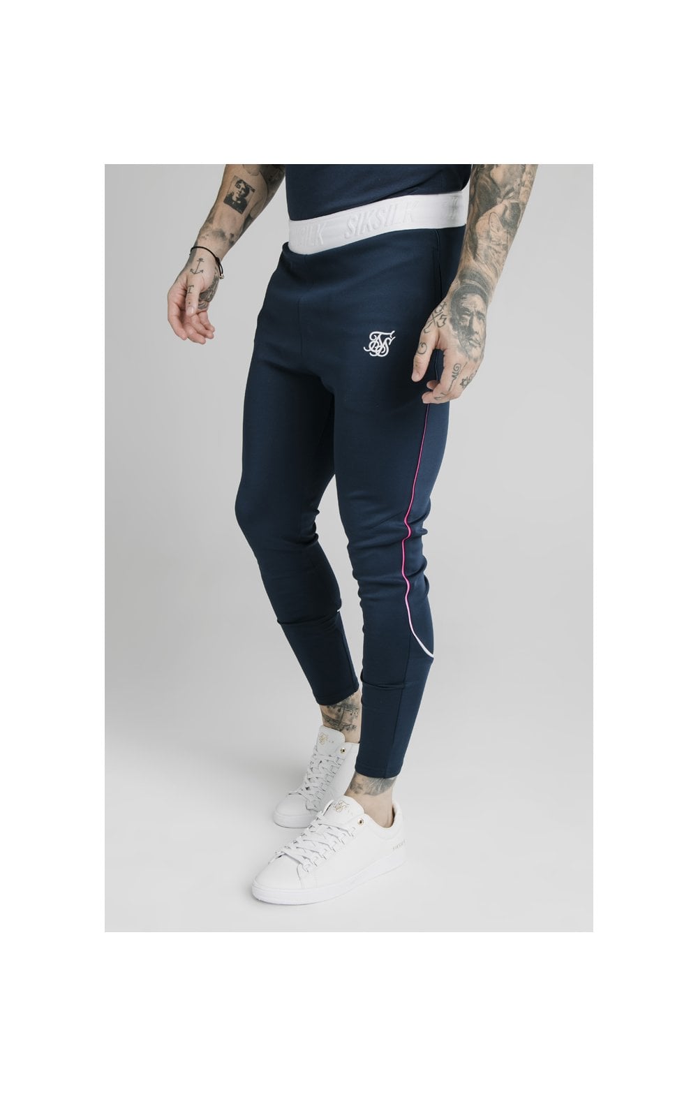 SikSilk Athlete Prestige Fade Track Pants - Navy (2)