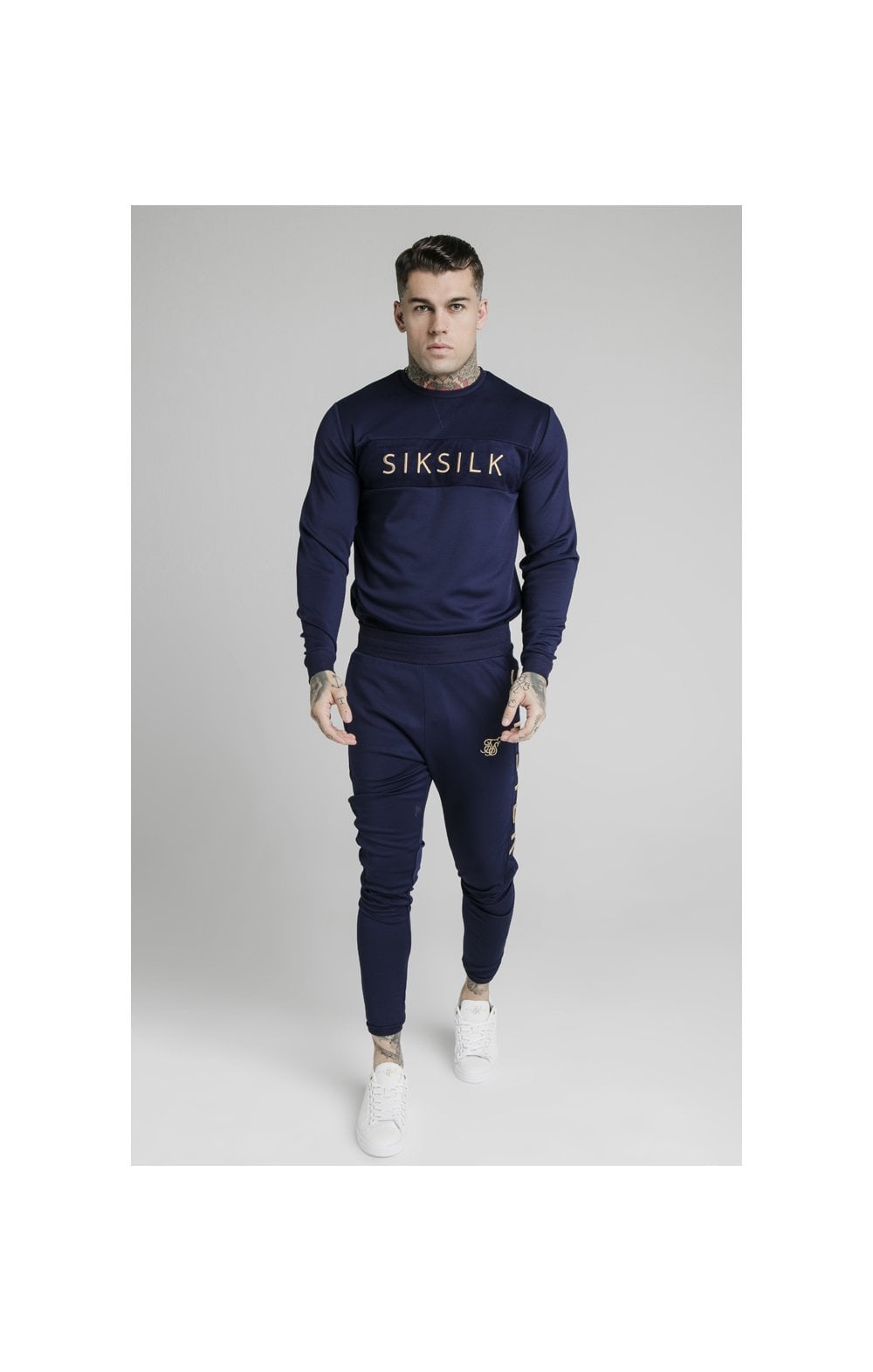 SikSilk Fitted Panel Cuff Pants - Navy Eclipse (3)