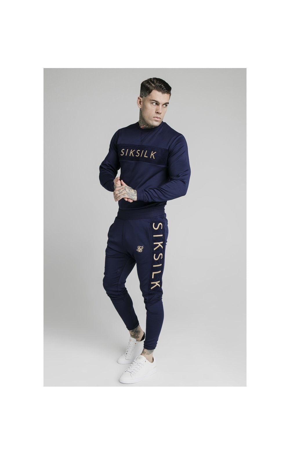 SikSilk Fitted Panel Cuff Pants - Navy Eclipse (4)