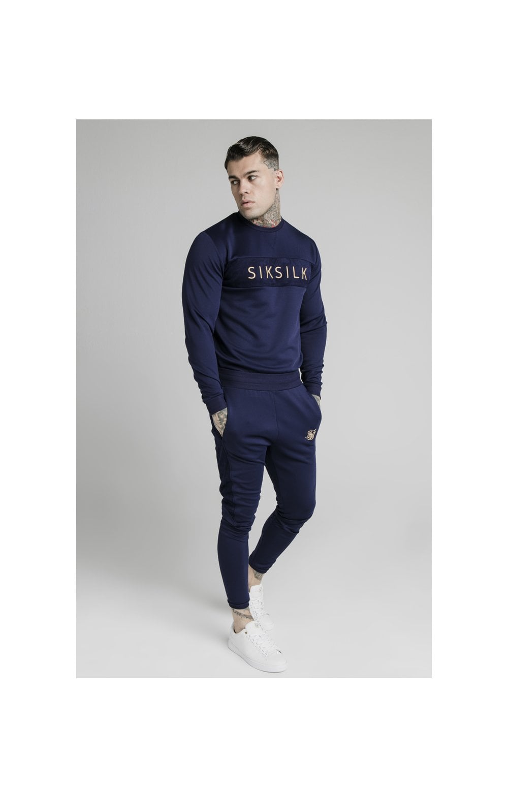 SikSilk Fitted Panel Cuff Pants - Navy Eclipse (6)