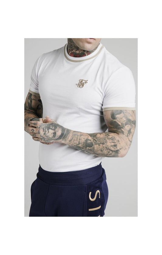 White Ribbed Muscle Fit T-Shirt