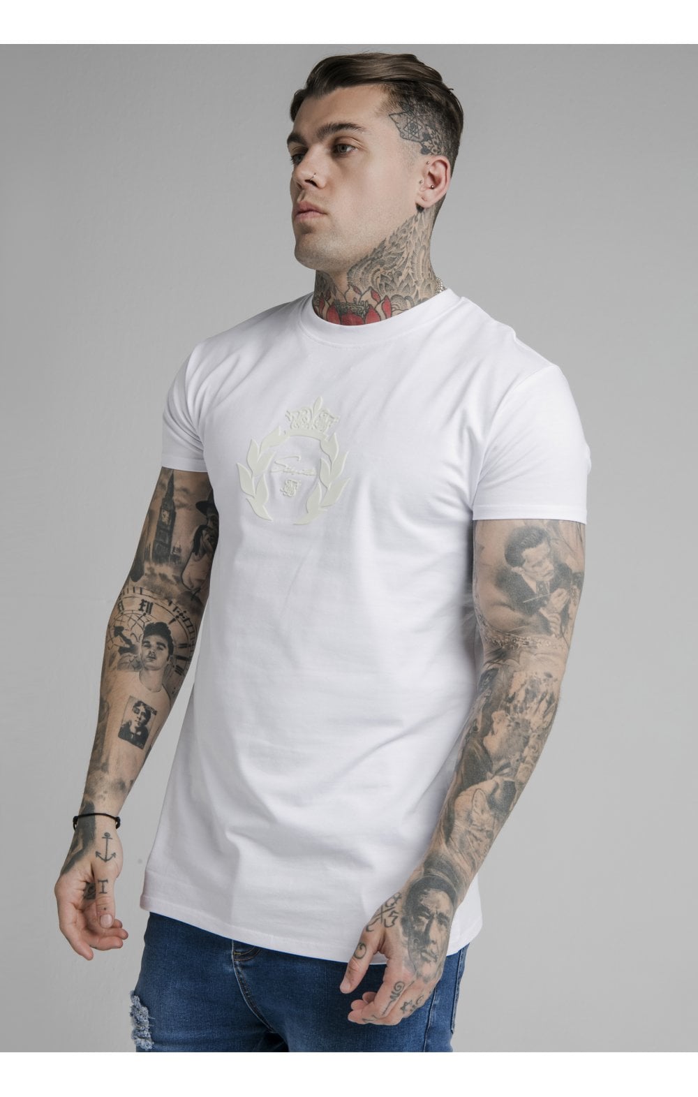 SikSilk Embossed Fitted Box Tee - White (1)