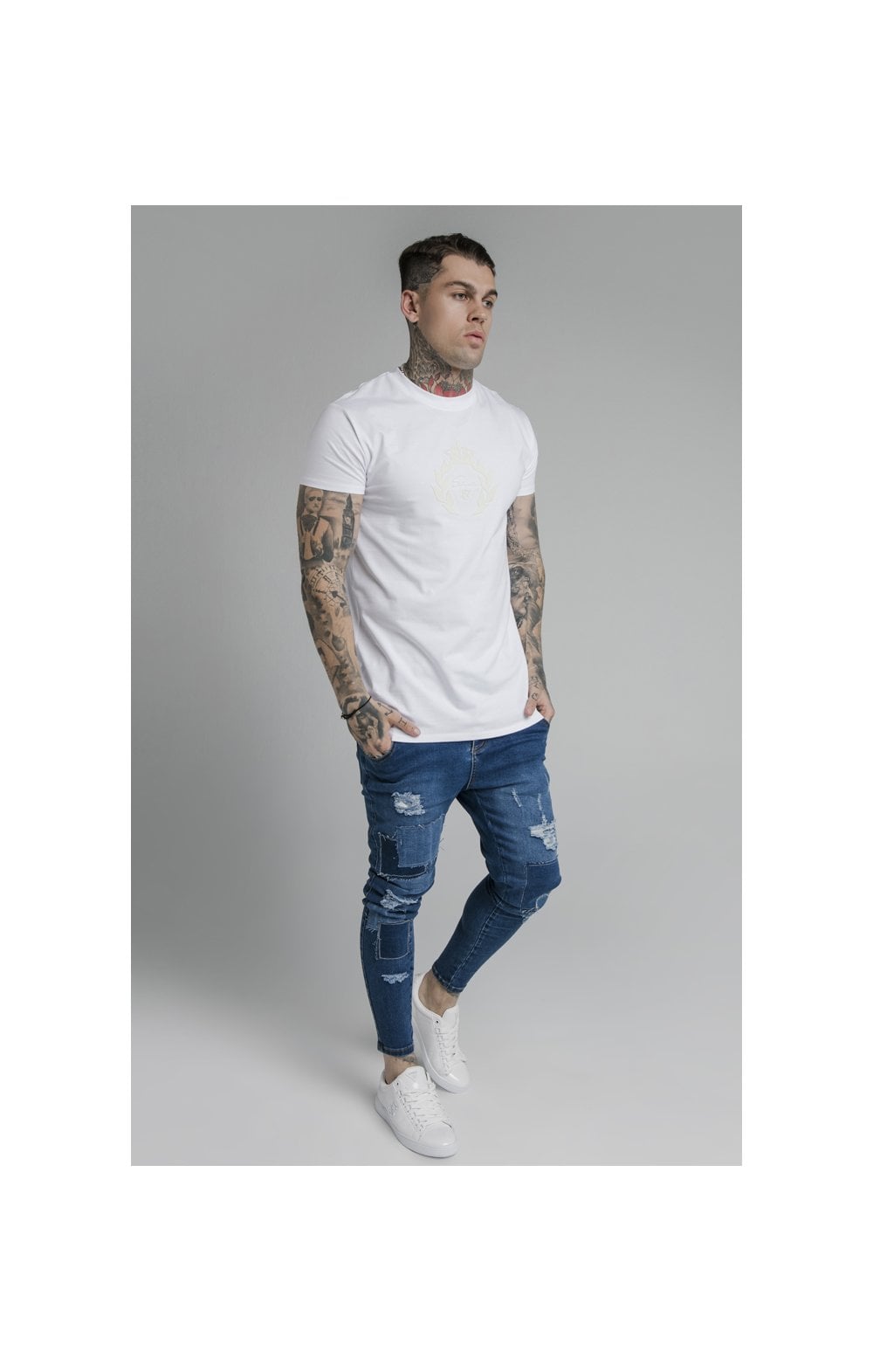 SikSilk Embossed Fitted Box Tee - White (2)