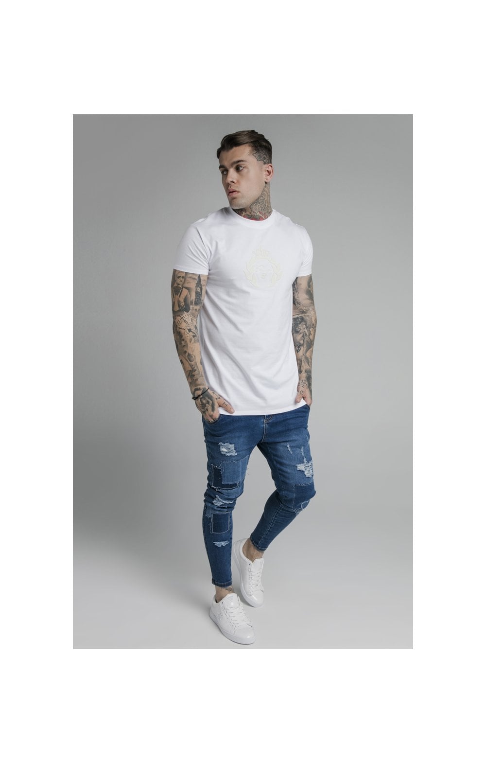 SikSilk Embossed Fitted Box Tee - White (3)