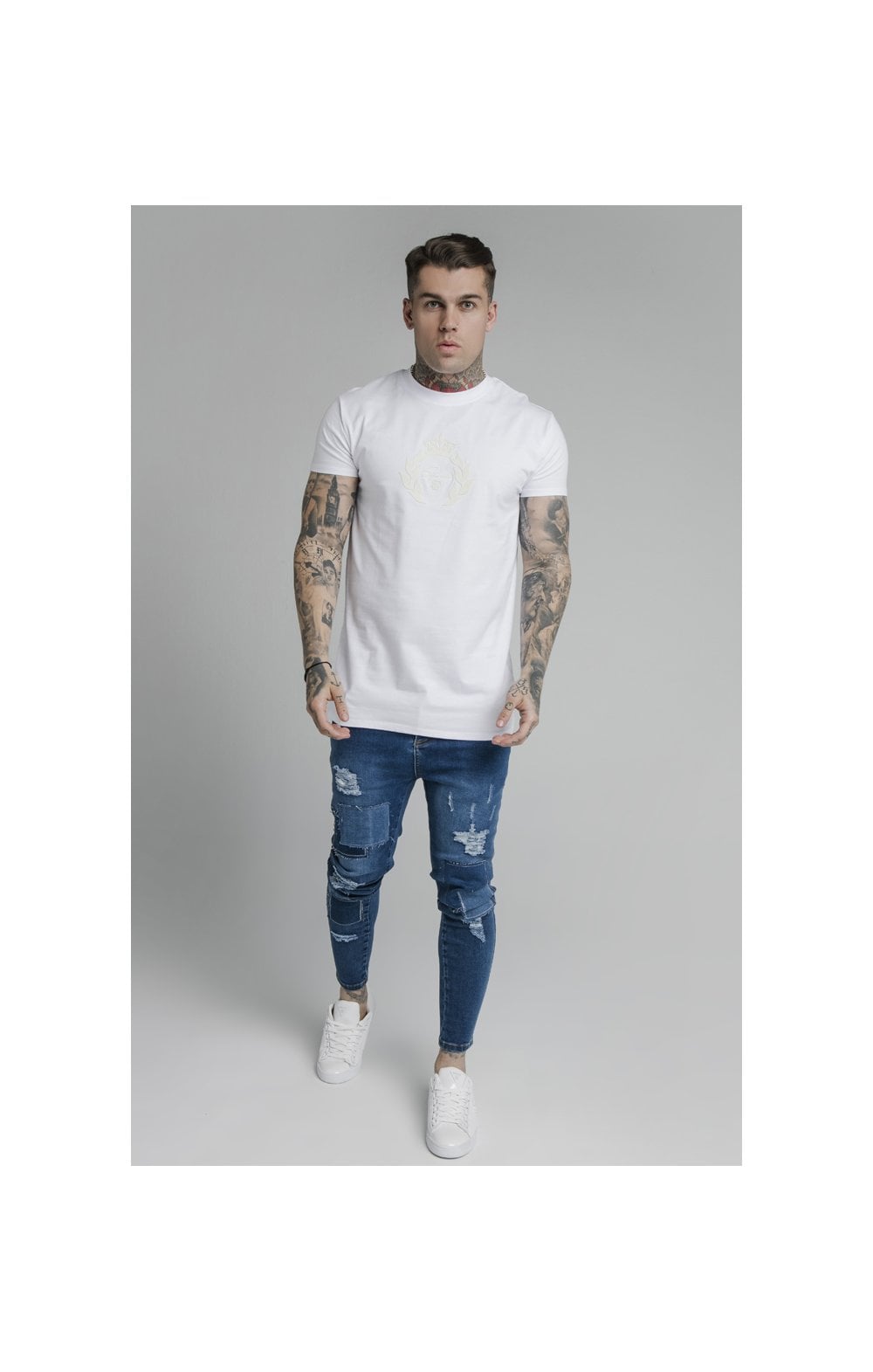 SikSilk Embossed Fitted Box Tee - White (4)