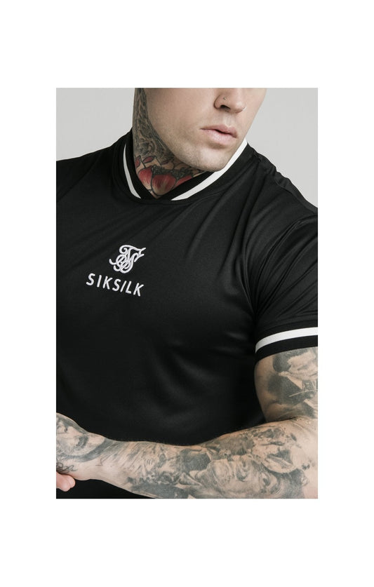 SikSilk S/S Poly Rib Collar Tee - Black