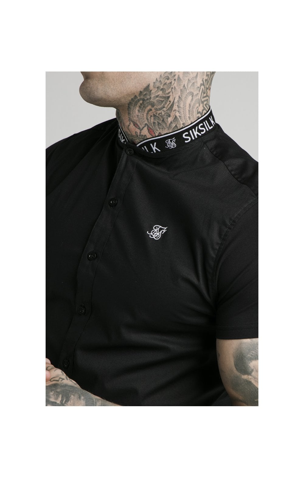 SikSilk S/S Tape Collar Shirt - Black (1)