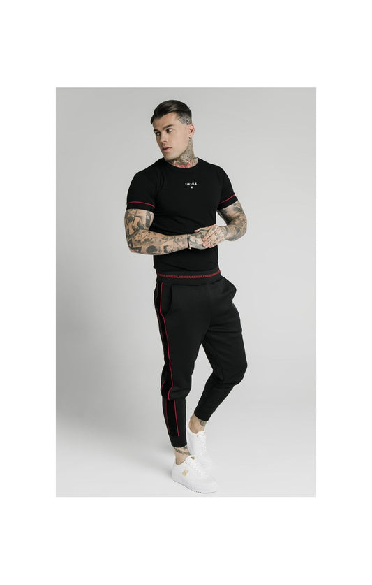 SikSilk Imperial Straight Tech Tee - Black & Red