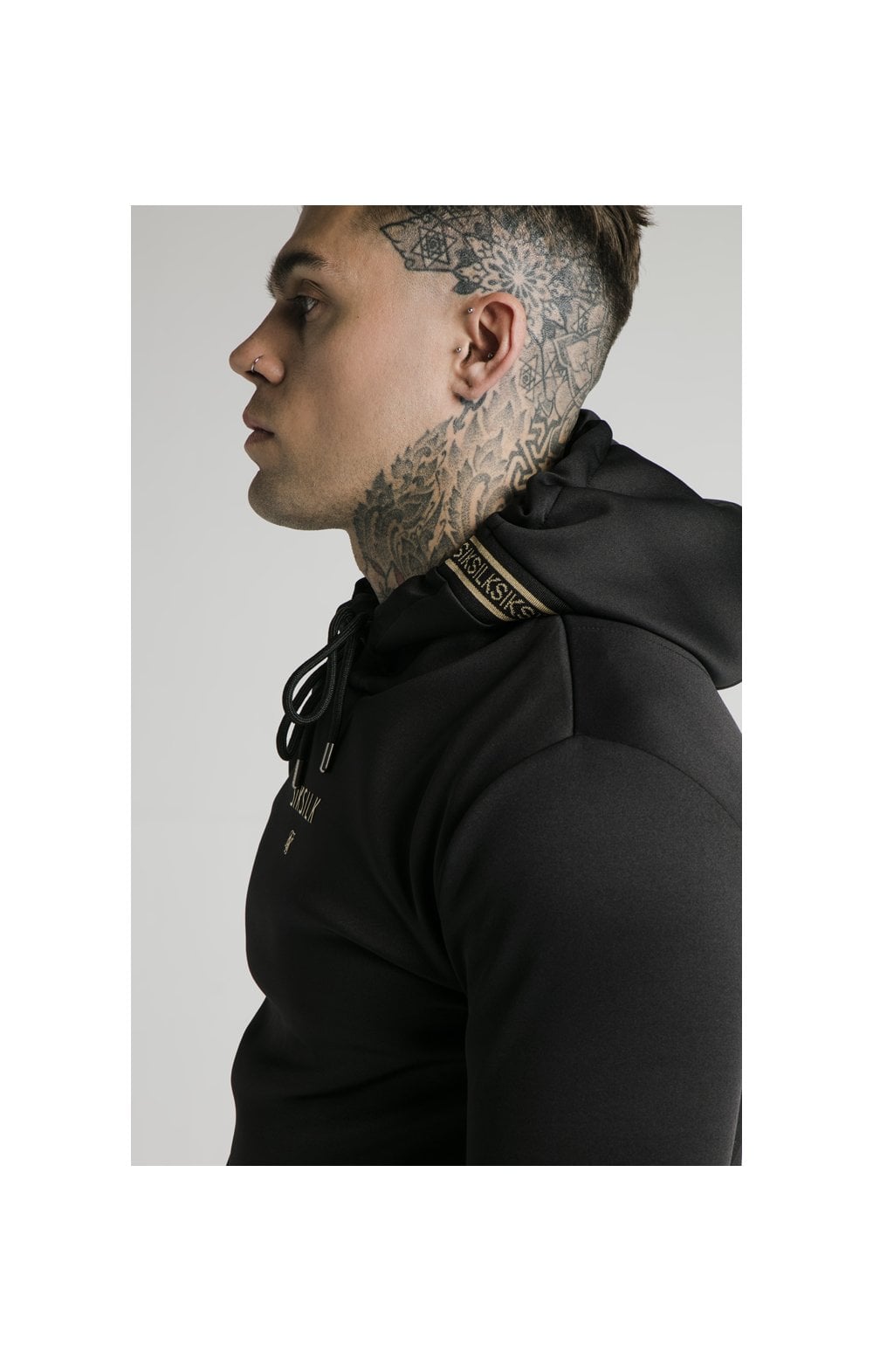 SikSilk Element Muscle Fit Overhead Hoodie - Black &amp; Gold (1)