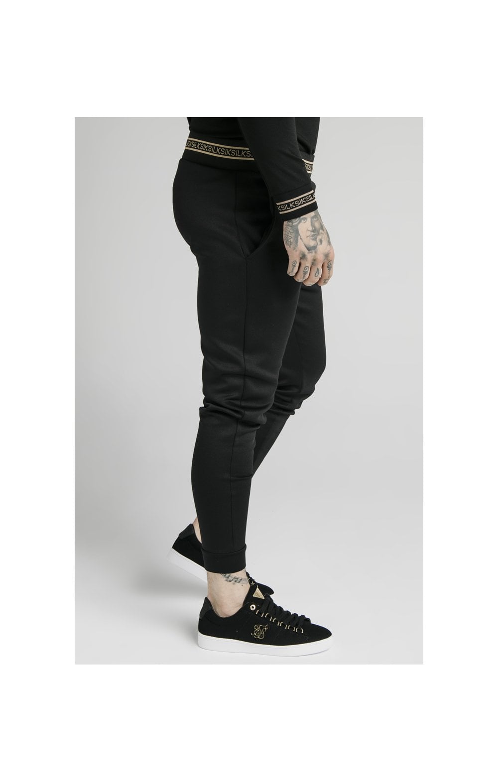 SikSilk Element Muscle Fit Cuff Joggers - Black &amp; Gold (2)