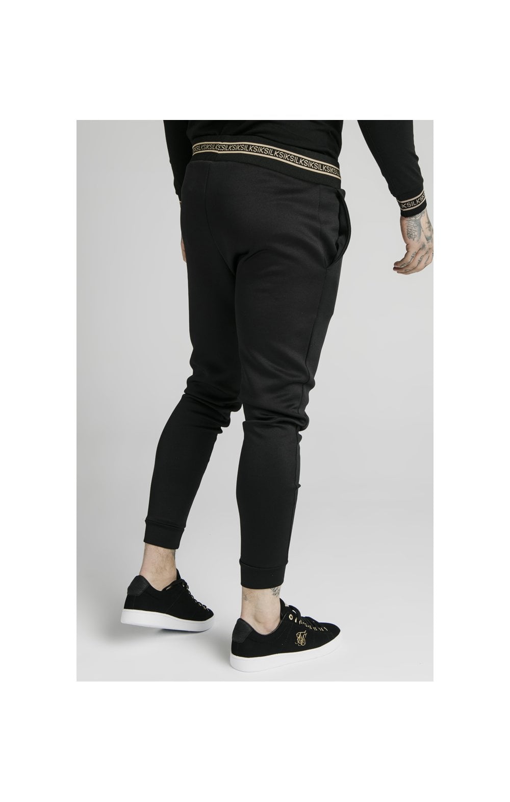 SikSilk Element Muscle Fit Cuff Joggers - Black &amp; Gold (3)