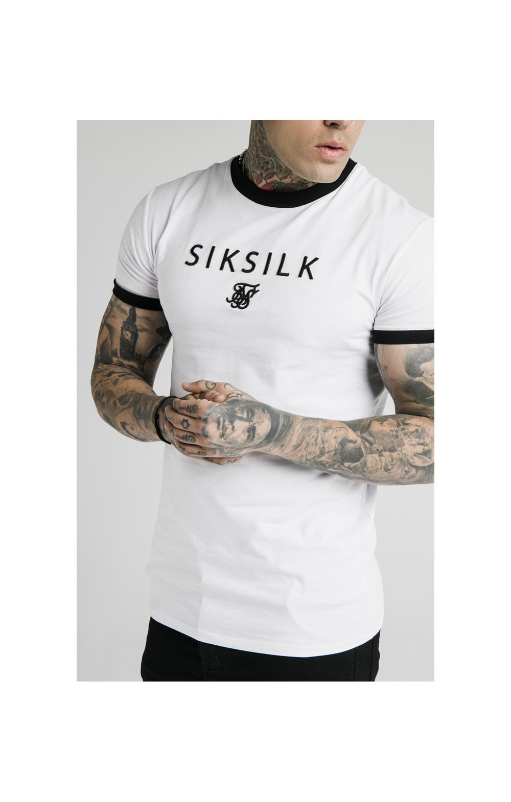 SikSilk S/S Straight Hem Gym Tee - White (1)