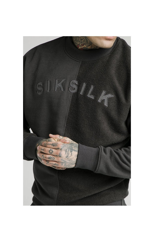 SikSilk Half & Half Crew Sweater – Washed Grey