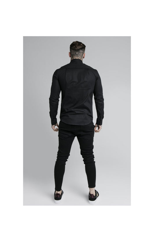 SikSilk L/S Fade Piping Shirt - Black & Neon Fade