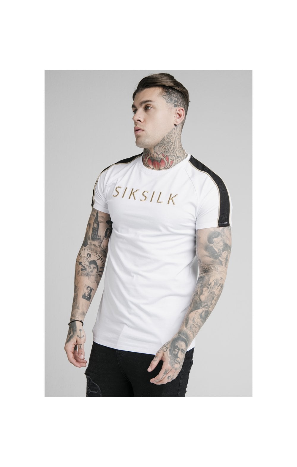 SikSilk S/S Astro Raglan Gym Tee - White (1)