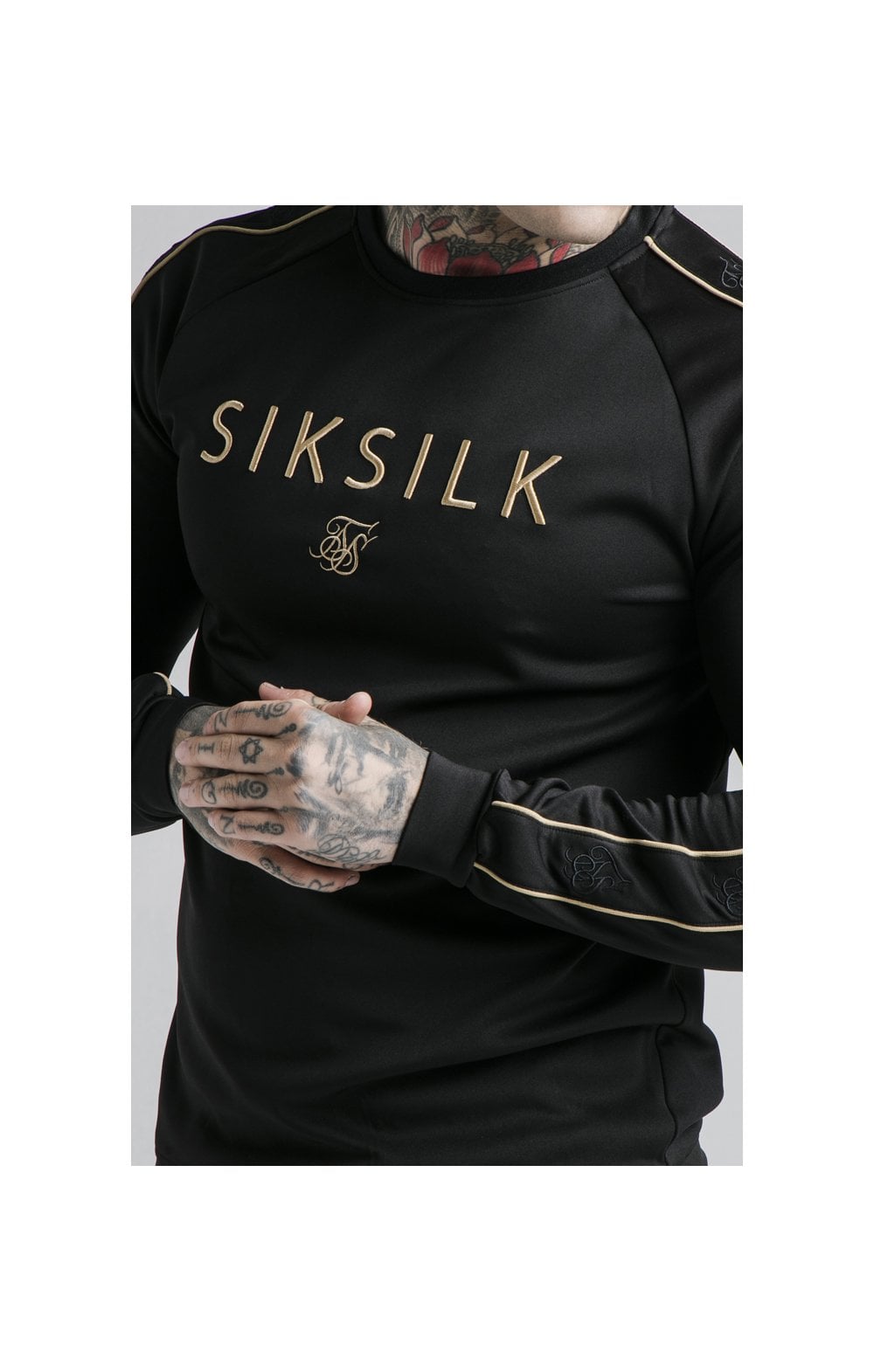 SikSilk L/S Astro Crew Sweat - Black &amp; Gold (1)
