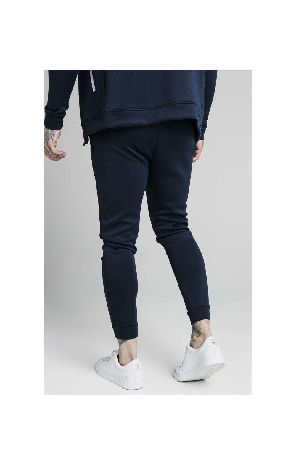 SikSilk Element Muscle Fit Cuff Joggers - Navy &amp; White (1)
