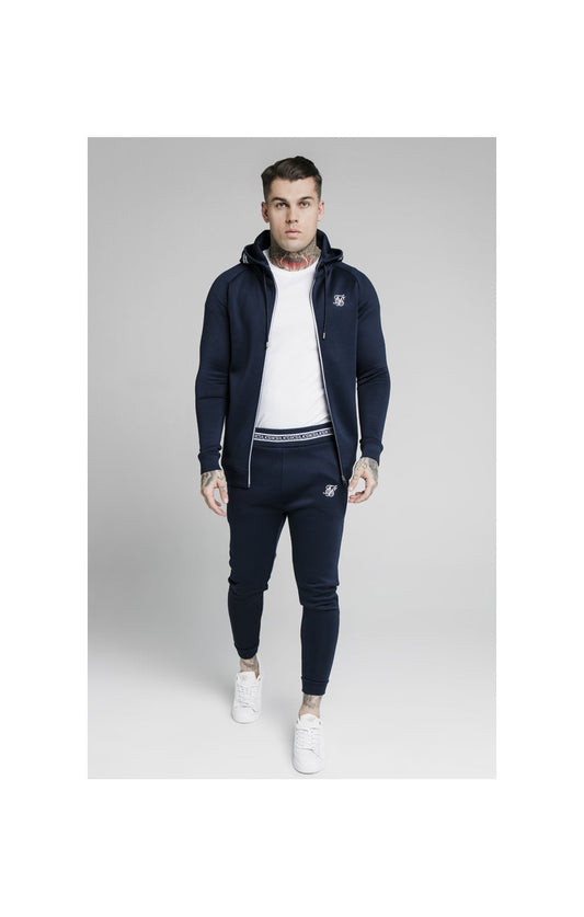 SikSilk Element Muscle Fit Cuff Joggers - Navy & White