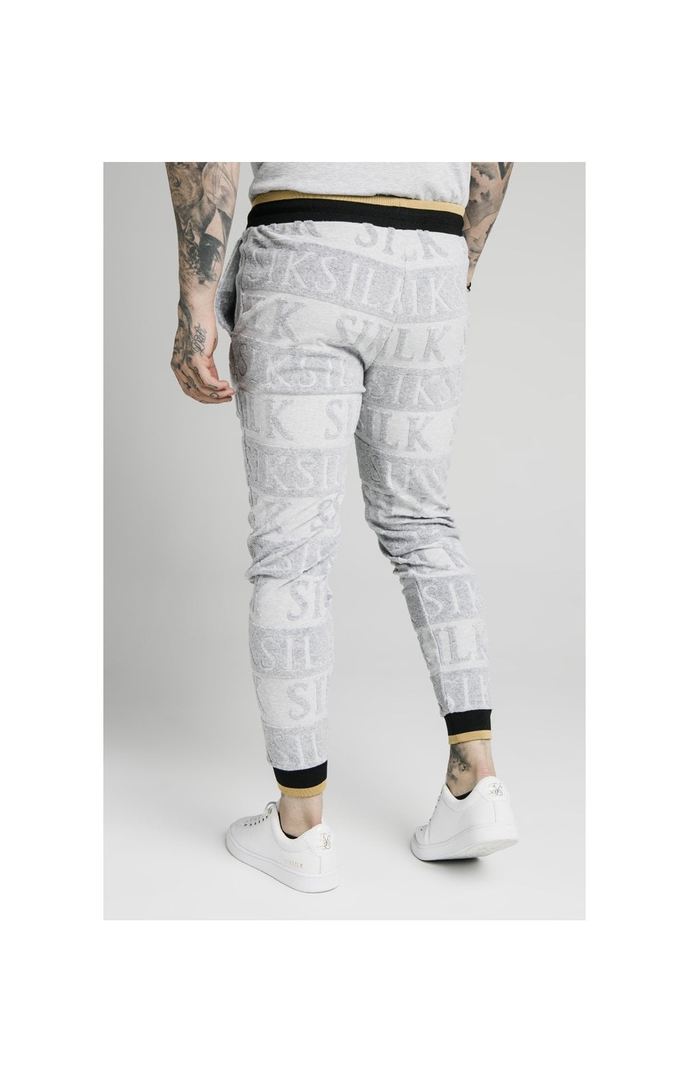 SikSilk Inverse Fitted Joggers - Grey,Black &amp; Gold (1)