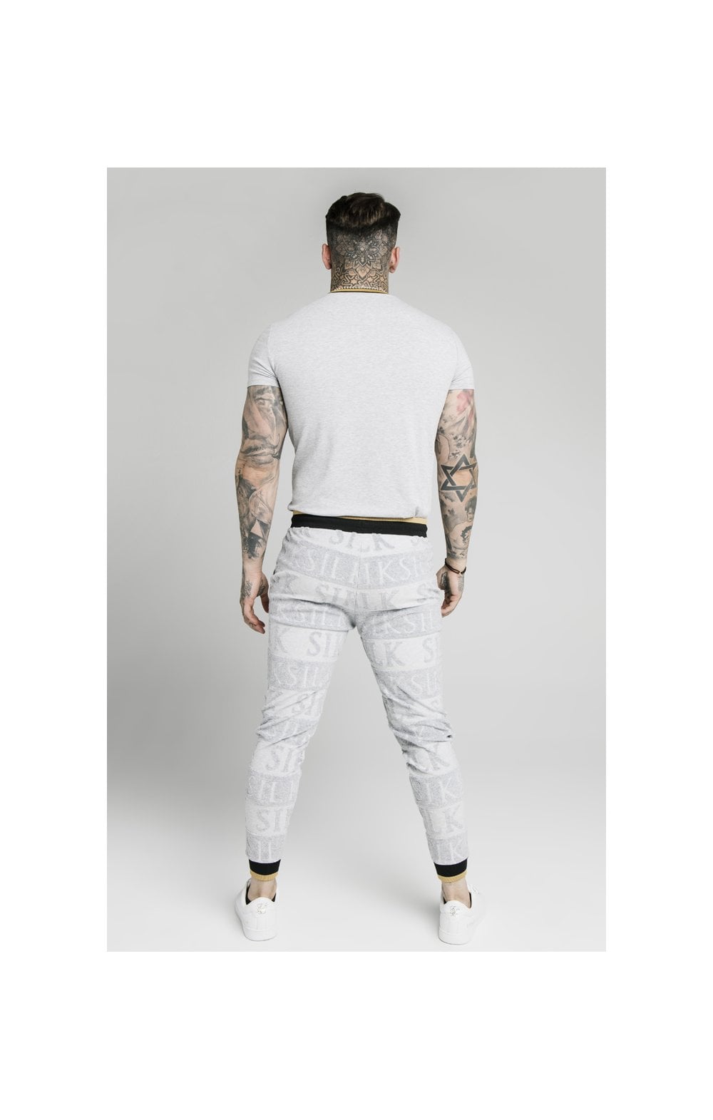 SikSilk Inverse Fitted Joggers - Grey,Black &amp; Gold (3)