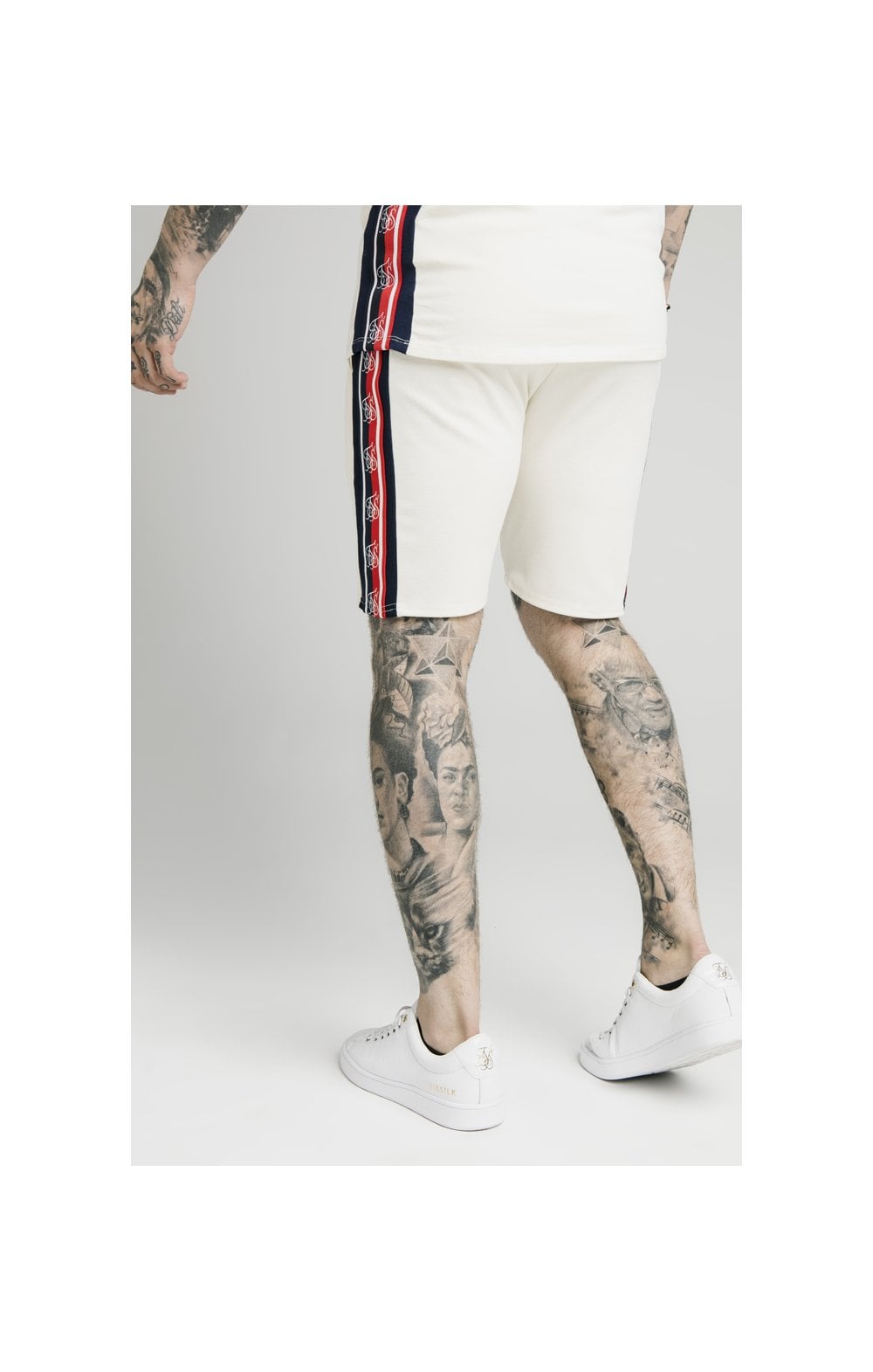 SikSilk Retro Tape Relaxed Shorts - Off White (2)