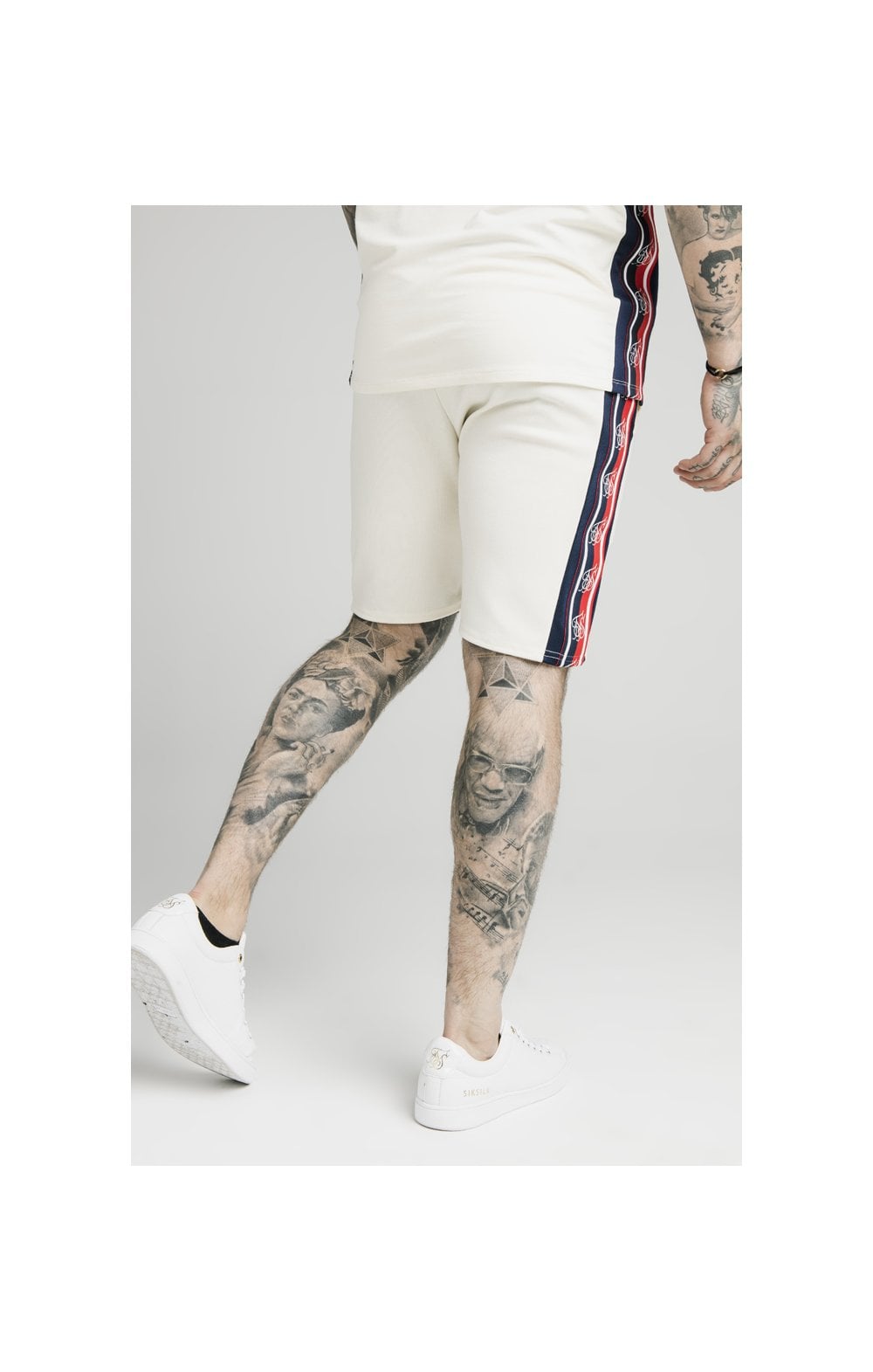 SikSilk Retro Tape Relaxed Shorts - Off White (3)