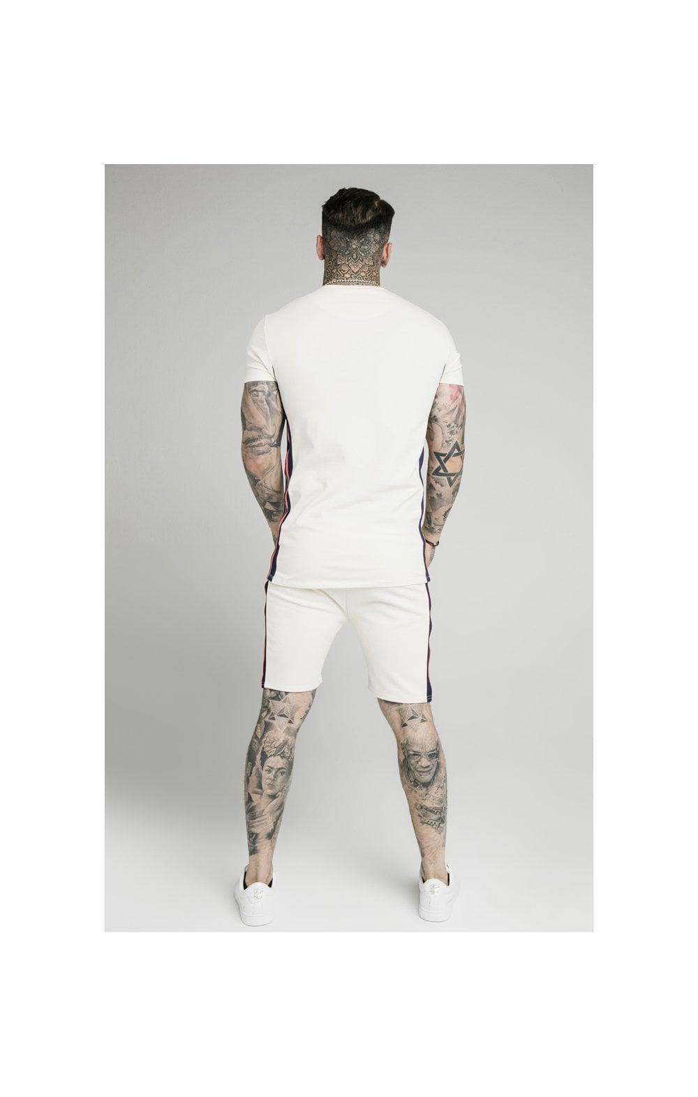 SikSilk Retro Tape Relaxed Shorts - Off White (5)