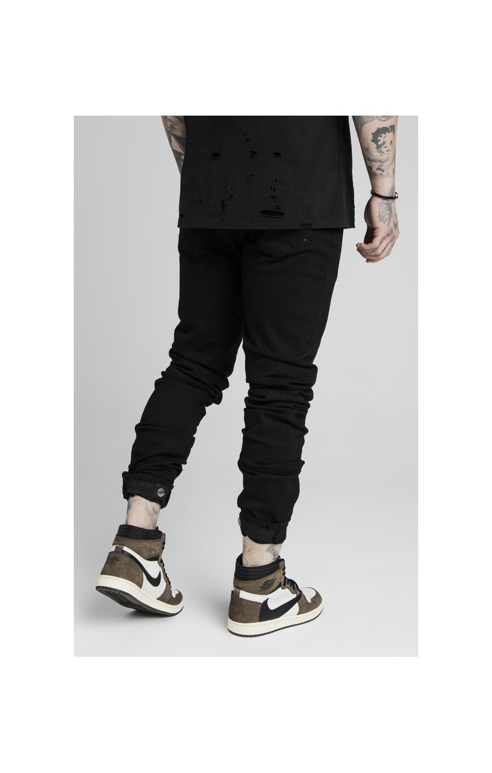 SikSilk Elasticated Strap Cuff Jeans - Black (2)