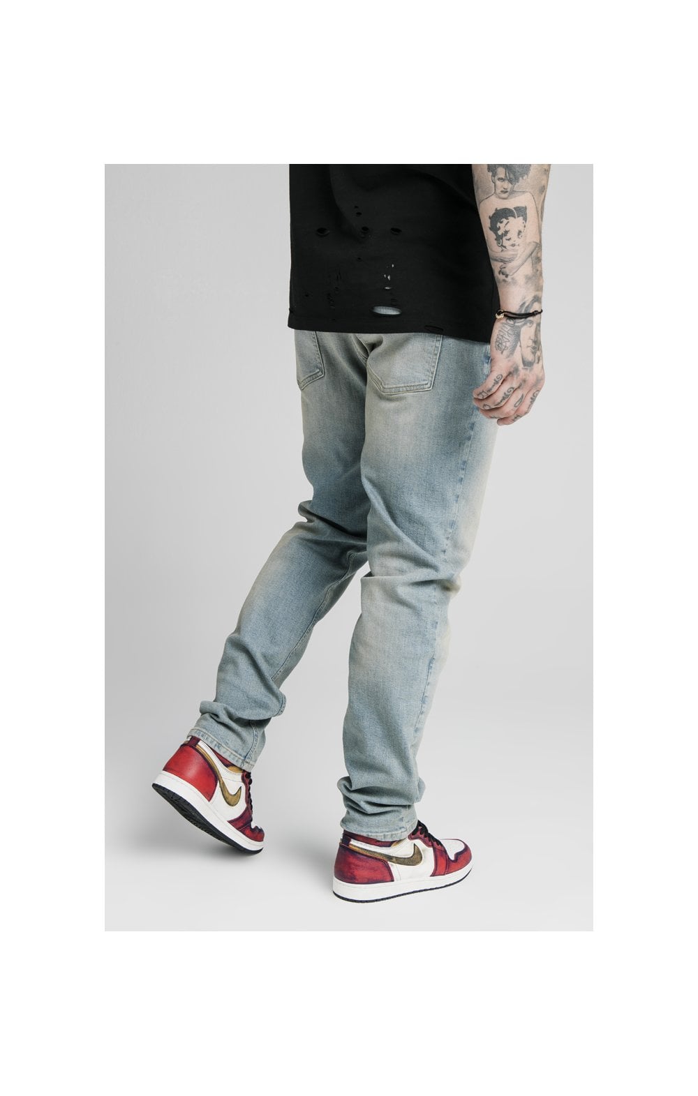 SikSilk Raw Loose Fit Jeans - Light Blue Wash (2)