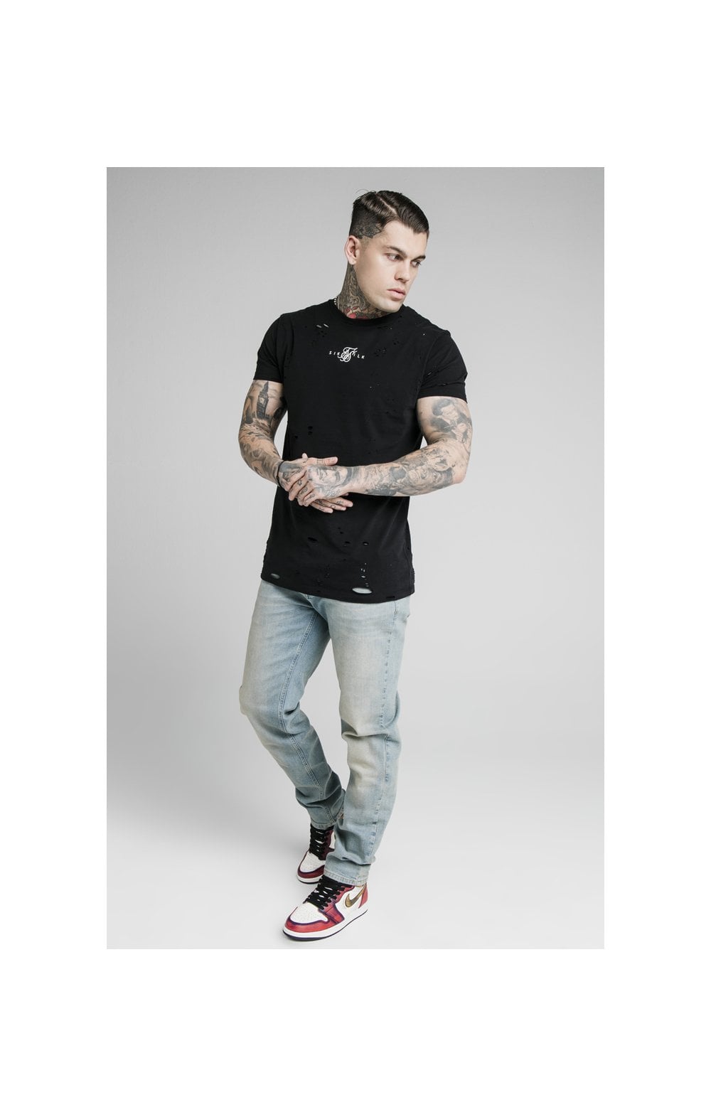 SikSilk Raw Loose Fit Jeans - Light Blue Wash (1)