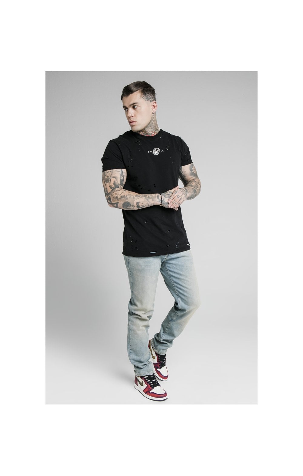 SikSilk Raw Loose Fit Jeans - Light Blue Wash (5)