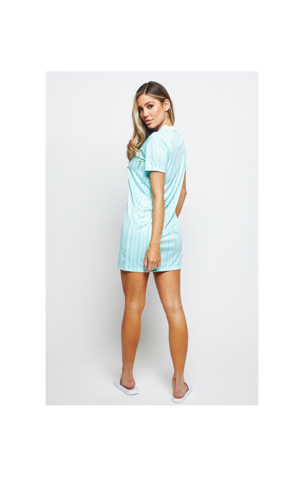 SikSilk Stripe Print T-Shirt Dress - Aqua (3)