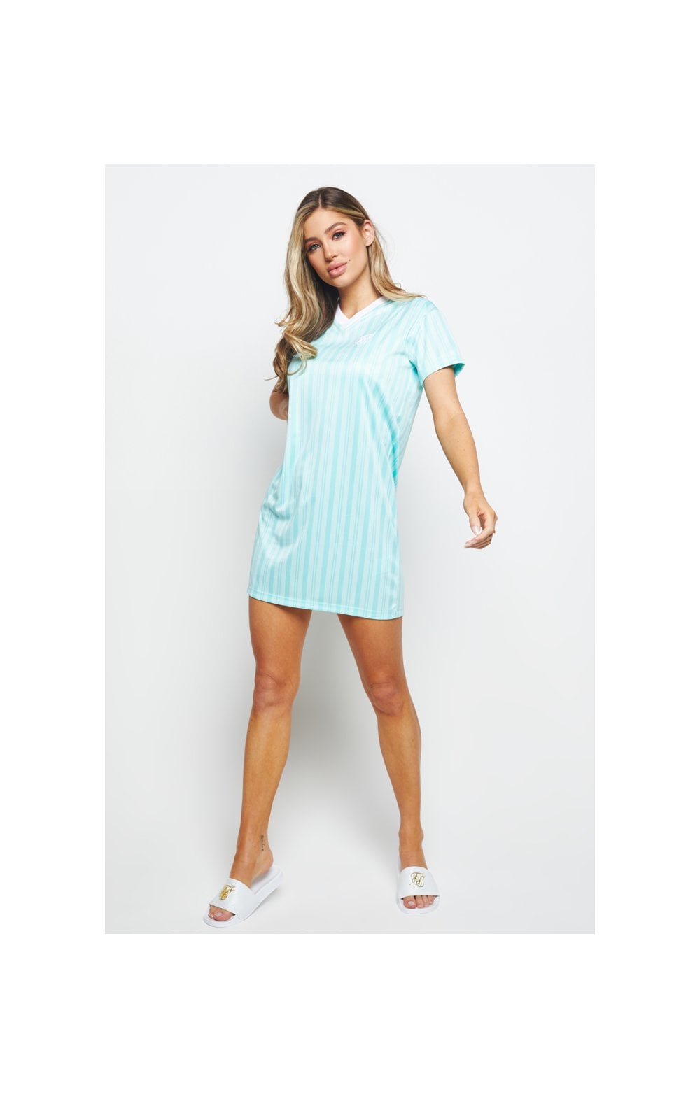 SikSilk Stripe Print T-Shirt Dress - Aqua (5)