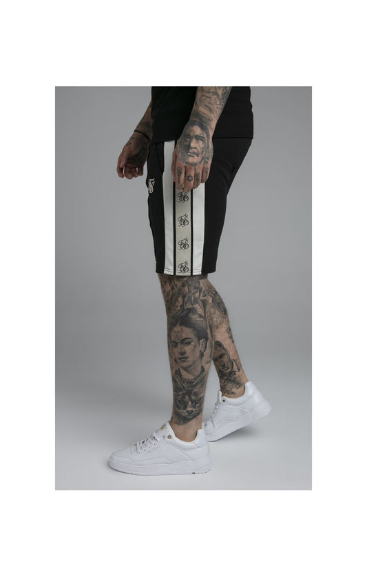 SikSilk Premium Tape Pleated Shorts - Jet Black & Off White